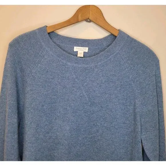 Garnet Hill Cashmere Blue Crew Neck Long Sleeve Sweater Size Small Quiet Luxury - Picture 2 of 10